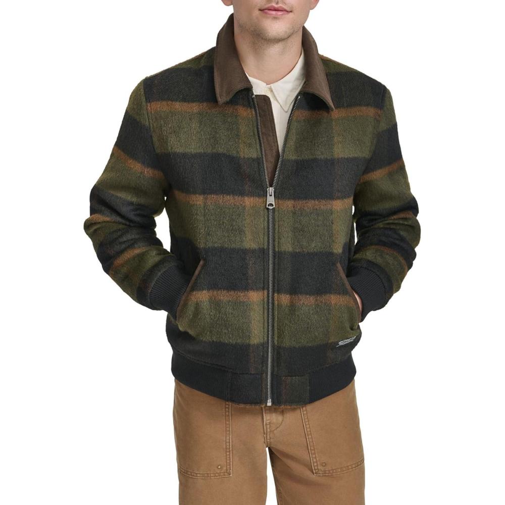 imageLevis mens Levis Mens Mixed Media Western Plaid Bomber JacketGreen Plaid