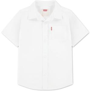Levi’s Boys’ Short Sleeve Woven Button Up Shirt(Bright White)