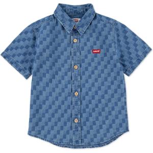Levi’s Boys’ Short Sleeve Woven Button Up Shirt(Check Please)