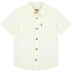 Levi’s Boys’ Short Sleeve Woven Button Up Shirt(Egret)