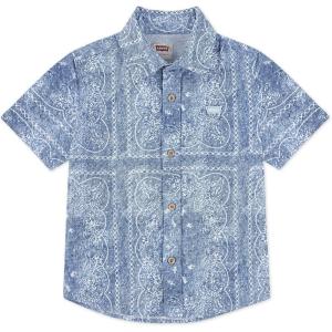 Levi’s Boys’ Short Sleeve Woven Button Up Shirt(Vintage Indigo)