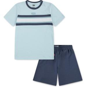 Levi’s Boys’ and Baby Graphic T-Shirt and Shorts 2-Piece Outfit Set(Clearwater)