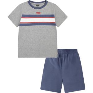 Levi’s Boys’ and Baby Graphic T-Shirt and Shorts 2-Piece Outfit Set(Grey Heather)