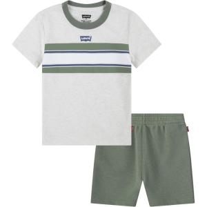 Levi’s Boys’ and Baby Graphic T-Shirt and Shorts 2-Piece Outfit Set(Oatmeal Heather)