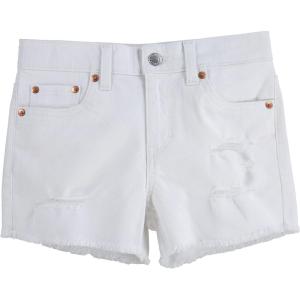Levi’s Girl’s Girlfriend Fit Denim Shorty Shorts(White/Destructed)