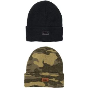 Levi’s Mens All-Season Hero Beanie Soft Knit Cuffed Winter Hat, Warm & Comfortable Everyday Style(Black Solid & Camo Green)