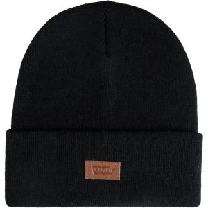 Levi’s Mens All-Season Hero Beanie Soft Knit Cuffed Winter Hat, Warm & Comfortable Everyday Style(Black/Tan)
