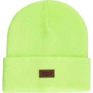 Levi’s Mens All-Season Hero Beanie Soft Knit Cuffed Winter Hat, Warm & Comfortable Everyday Style(Neon Yellow Solid)