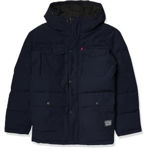Levi’s Men’s Arctic Cloth Quilted Performance Parka(Navy)