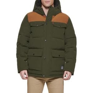 Levi’s Men’s Arctic Cloth Quilted Performance Parka(Olive/Brown)