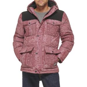 Levi’s Men’s Arctic Cloth Quilted Performance Parka(Red Bandana Colorblock)