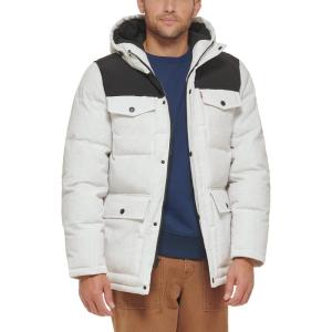 Levi’s Men’s Arctic Cloth Quilted Performance Parka(White Bandana Colorblock)
