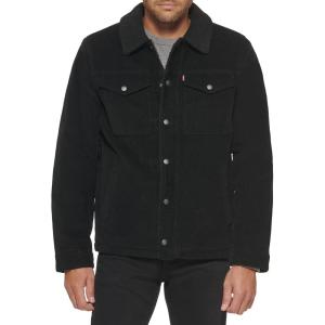 Levi’s Men’s Corduroy Sherpa Lined Trucker Jacket (Regular & Big & Tall Sizes)(Black Corduroy)