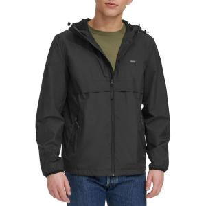 Levi’s Men’s Hooded Rain Jacket & Windbreaker, Black, Large