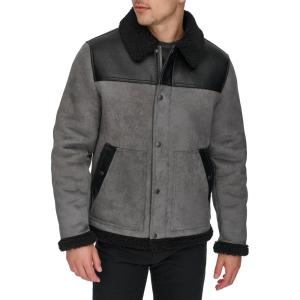 Levi’s Men’s Levi’s Men’s Mixed Media Faux Shearling Jacket(Charcoal)