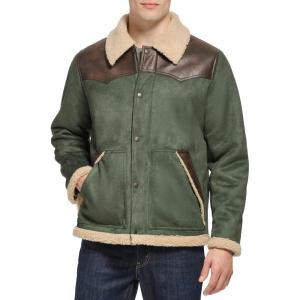 Levi’s Men’s Levi’s Men’s Mixed Media Faux Shearling Jacket(Green)