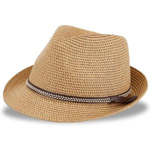 Levi’s Mens Lightweight Straw Fedora Panama Hat(Tan)
