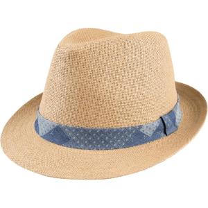 Levi’s Mens Lightweight Straw Fedora Panama Hat(Tan Patchwork)