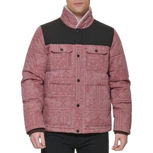 Levi’s Men’s Mixed Media Quilted Puffer Jacket With Sherpa Lined Collar (Regular and Big & Tall Sizes)(Red Bandana Print)