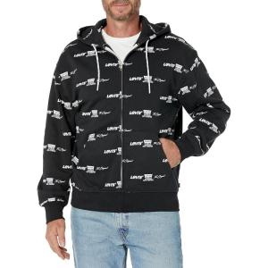 Levi’s Men’s Seasonal Zip Up Hoodie(Levis Triple Logo Caviar Print)