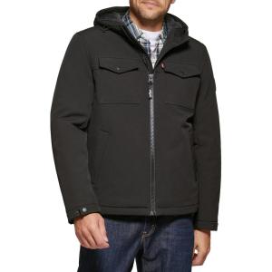 Levi’s Men’s Soft Shell Two Pocket Hooded Trucker Jacket(Black)