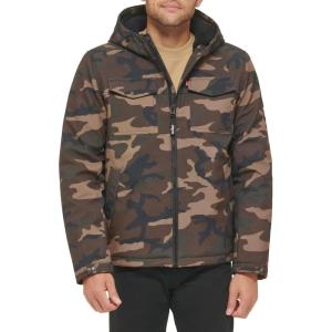 Levi’s Men’s Soft Shell Two Pocket Hooded Trucker Jacket(Camo Sherpa)