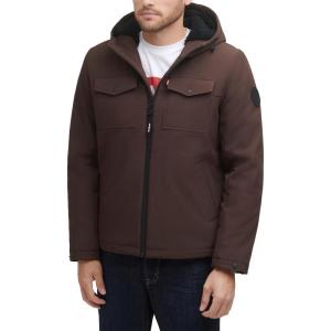 Levi’s Men’s Soft Shell Two Pocket Hooded Trucker Jacket(Dark Brown Sherpa)