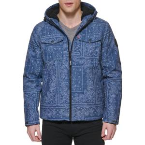 Levi’s Men’s Soft Shell Two Pocket Hooded Trucker Jacket(Faded Blue Bandana Sherpa)