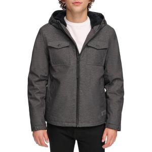 Levi’s Men’s Soft Shell Two Pocket Hooded Trucker Jacket(Graphite Heather Sherpa)