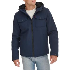 Levi’s Men’s Soft Shell Two Pocket Hooded Trucker Jacket(Midnight Sherpa)