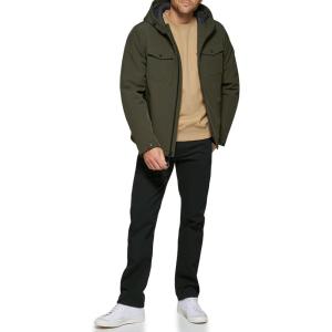 Levi’s Men’s Soft Shell Two Pocket Hooded Trucker Jacket(Olive Unfilled 2)