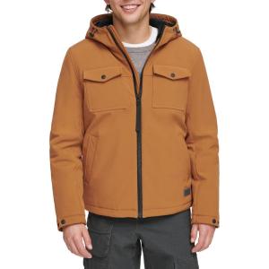 Levi’s Men’s Soft Shell Two Pocket Hooded Trucker Jacket(Worker Brown Sherpa)