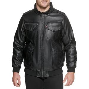 Levi’s Men’s Vintage Deer Faux Leather Aviator Bomber (Standard and Big & Tall)(Black/Sherpa Lined)