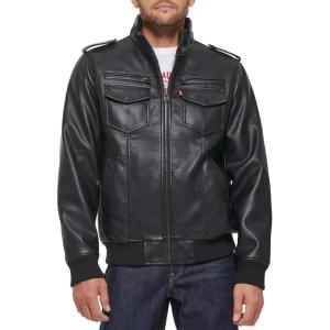 Levi’s Men’s Vintage Deer Faux Leather Aviator Bomber (Standard and Big & Tall)(Dark Black)
