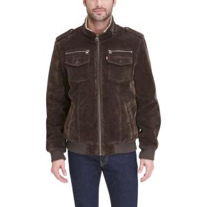 Levi’s Men’s Vintage Deer Faux Leather Aviator Bomber (Standard and Big & Tall)(Dark Brown Faux Suede)