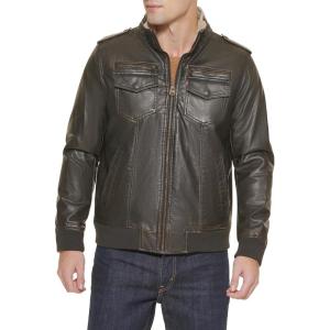 Levi’s Men’s Vintage Deer Faux Leather Aviator Bomber (Standard and Big & Tall)(Dark Brown/Sherpa Lined)