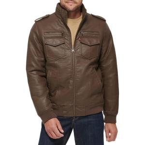 Levi’s Men’s Vintage Deer Faux Leather Aviator Bomber (Standard and Big & Tall)(Dark Earth)