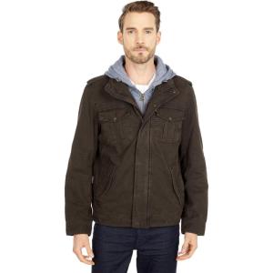 Levi’s Men’s Washed Cotton Hooded Military Jacket (Regular & Big & Tall Sizes)(Dark Brown)