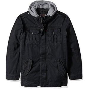 Levi’s Men’s Washed Cotton Hooded Military Jacket (Regular & Big & Tall Sizes)(Navy)