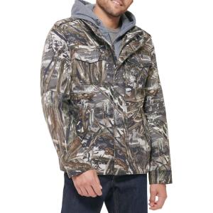 Levi’s Men’s Washed Cotton Hooded Military Jacket (Regular & Big & Tall Sizes)(True Tree/Sherpa Lined)