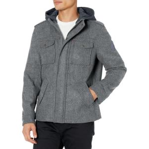 Levi’s Men’s Wool Blend Hooded Military Jacket(Lt Grey)