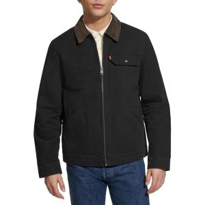 Levi’s Men’s Workwear Cotton Canvas Corduroy Collar Depot Jacket(Black Lightweight)