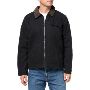 Levi’s Men’s Workwear Cotton Canvas Corduroy Collar Depot Jacket(Black Quilt Lined)