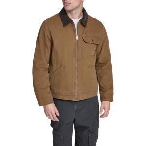 Levi’s Men’s Workwear Cotton Canvas Corduroy Collar Depot Jacket(Brown Lightweight)