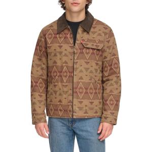 Levi’s Men’s Workwear Cotton Canvas Corduroy Collar Depot Jacket(Geometric Print)