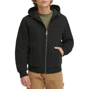 Levi’s Men’s Workwear Cotton Canvas Hooded Bomber Jacket(Black Quilted Lining)