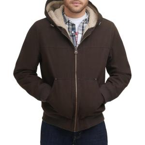 Levi’s Men’s Workwear Cotton Canvas Hooded Bomber Jacket(Dark Brown 2)
