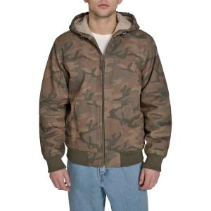 Levi’s Men’s Workwear Cotton Canvas Hooded Bomber Jacket(Faded Camo Sherpa)