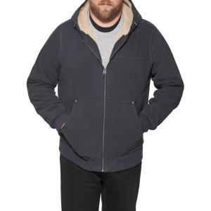 Levi’s Men’s Workwear Cotton Canvas Hooded Bomber Jacket(Navy Sherpa)