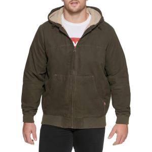 Levi’s Men’s Workwear Cotton Canvas Hooded Bomber Jacket(Olive/Sherpa Lined)
